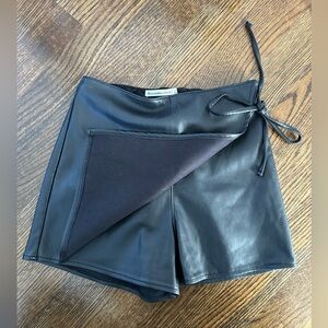 Abercrombie & Fitch Wrap Tie Close Black Vegan Leather Skort